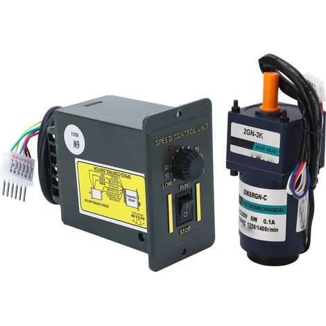 AC220V Getriebemotor mit Steuerung, Einphasen-Drehzahluntersetzungsgetriebe, Drehzahlvariabler Motor, 1400 U/min, 6 W (1/5)