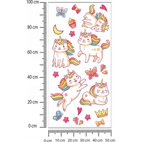 Pegatinas infantiles Unicornios de colores 50x100cm (1/2)