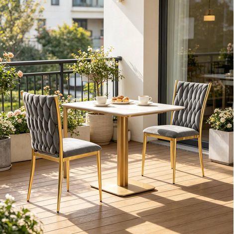 Set 2 sedie da pranzo in velluto grigio scuro OKMYHOME (1/5)
