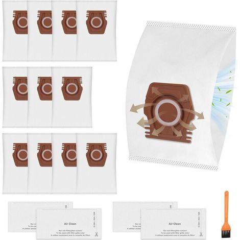 15 pièces - Inclus : 12 sacs à poussière. 2 jeux de filtres en coton et une brosse - compatibles avec les sacs pour aspirateurs Miele Hoover Pure CO2 des gammes Guard M1 S8380 Flex Parquet Silence Per (1/5)