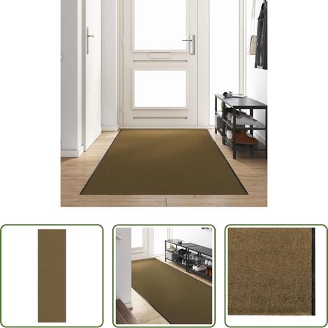 Tapis de porte - Tapis d'entrée Marron et Noir 120 x 400 cm Polyamide et PVC (1/5)