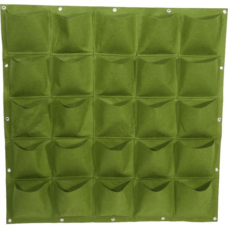 Macetero vertical para jardín exterior con 25 bolsillos, de montaje en pared, para el cultivo de flores (verde) (1/5)