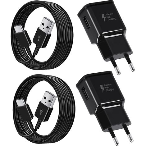 2-Pack Chargeur Rapide et Câble USB Type C pour A15 A14 A13 A04s A05s A71 A55 A54 A53 A42 A35 A34 A33 A25 A23 M53 M34 M13 S8 S9 S10 S20 S21 Plus, Chargeur USB C Tablette Telephone (1/5)