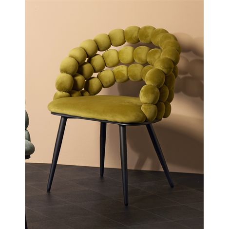 Chaise Nimpha en velours vert avec pieds noirs 62x60x80 cm (1/5)