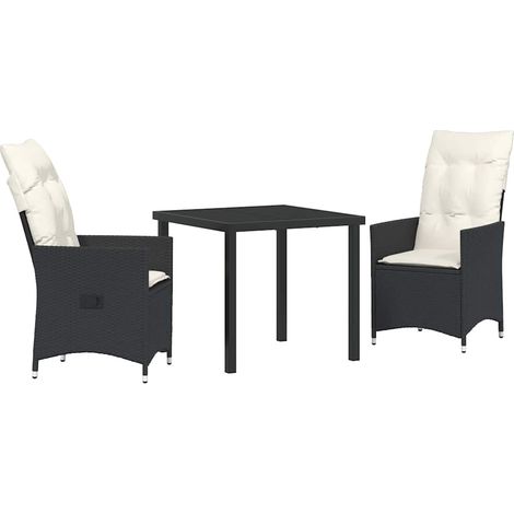 Maison Exclusive - Conjunto de Comedor de Jardín 3 uds. Negro rat (1/5)