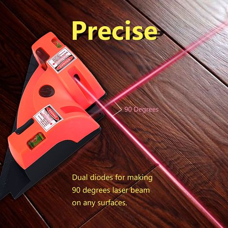 Niveau laser croix rouge 90° outil d'alignement vertical horizontal projection ligne angle droit pour chantier mesure précision (1/5)