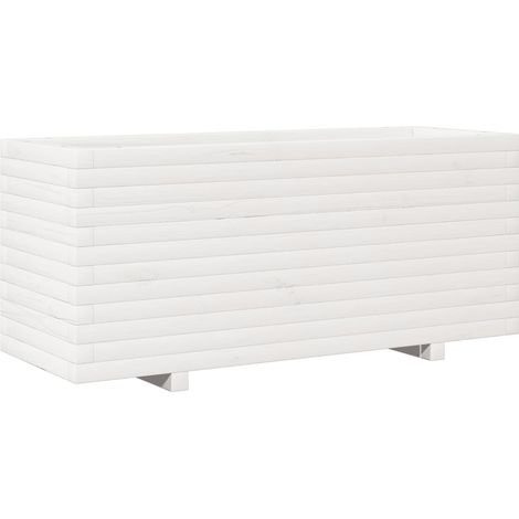Fioriera aiuola rialzata vassoio piante fiori terrazza giardino 110 x 40 x 49,5 cm legno di pino massiccio bianco 020037343