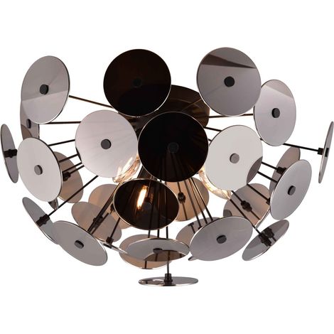Plafoniera 3 luci, metallo e vetro, cromato, D54 cm, Discalgo (1/3)