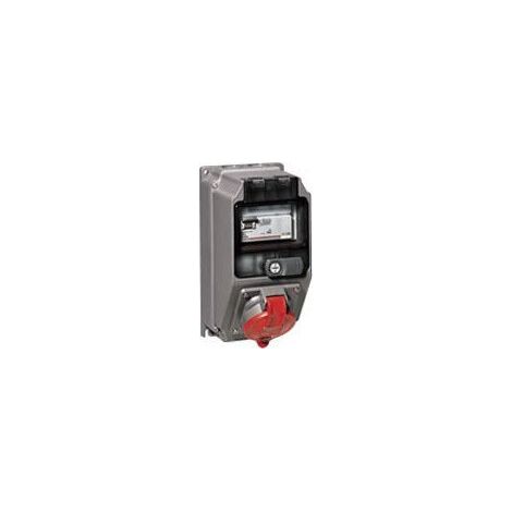 Coffret monoprise Hypra IP44 1 prise 3P+N+T 16A 380V à 415V et 1 disjoncteur différentiel (059219)