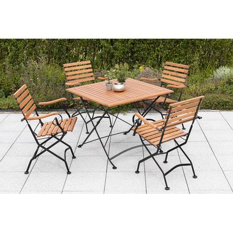 Schlossgarten Set 5tlg 4 Sessel Klapptisch 90x90cm
