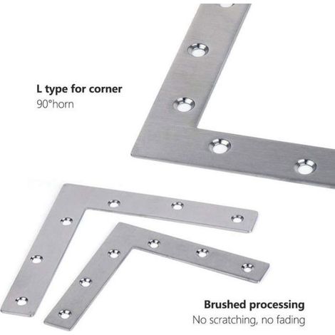 Équerre Angle - Acier Inoxydable 50 x 50 mm - Pour Assemblage Meubles et Bricolage - Lot de 10 (1/5)