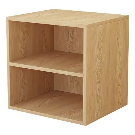 Table de Chevet avec 2 Compartiments Ouverts, Table de Nuit, Design Simple, en Bois d'Ingénierie,Jaune grainé bois (1/2)