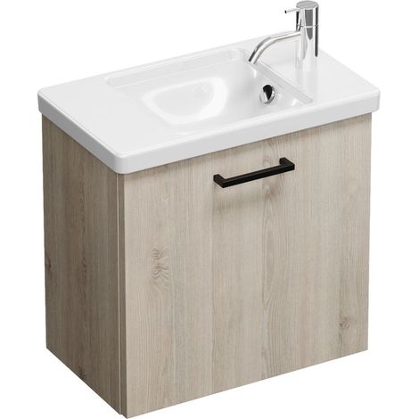 Burg Eqio Keramik-WT+WT-Unterschrank Eiche Dekor Flanelle/Alpinweiß GR0234