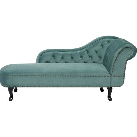 Right-Hand Chaise Lounge NIMES Velvet Mint Green