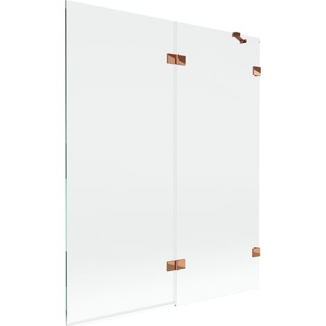 Mexen Lunar paroi de baignoire 2 volets droite 140 x 150 cm, transparent, or rose - 897-140-100-60-00-P (1/5)