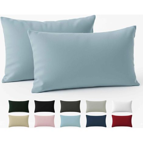 Taie Oreiller 50x70 Coton Renforcé Set de 2 Bleu Clair Tissage serré de 57 Fils/cm² Taie Oreiller 50 x 70 cm (1/5)
