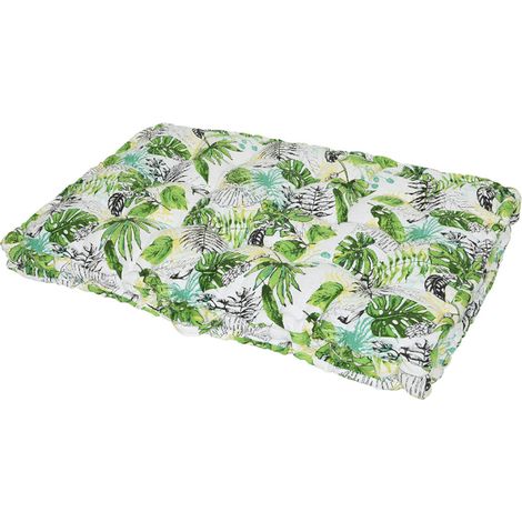 Coussin palette de jardin déco feuilles clair 120 x 80 x 8 cm - Jardideco