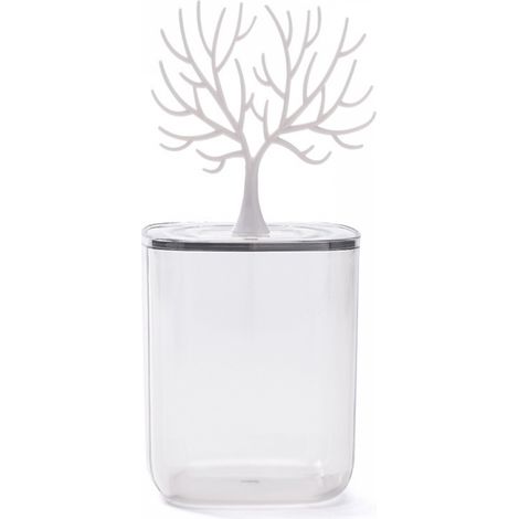 BEBUSINGOTO Aufbewahrungsbox für Wattestäbchen, transparent, wasserdicht, mit Deckel, für Baumdekoration, Weiß, 2 Stück (1/4)