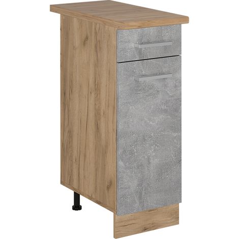 Mobiletto base per cucina R-Line, Calcestruzzo, 30 cm , PL Rovere, Vicco