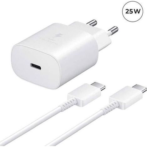 25-W-USB-C-Schnellladegerät + USB-C-zu-USB-C-Kabel für Samsung Galaxy A13 4G 6,6" Weiß - Yuan Yuan (1/4)