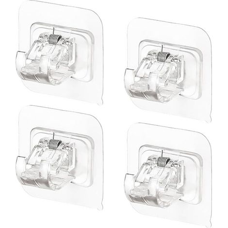 Support de Tringle à Rideau, Crochets Autocollants pour Tringle à Rideaux, Support de Tringle à Rideau Transparent 4 Pièces Support de Crochet de Rideau pour Cuisine Salle de Bain (1/5)