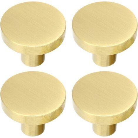 Maniglia rotonda in ottone spazzolato per cassetti, maniglia color oro per toeletta con viti per armadi, mobili, cassetti, comò, 32 mm x 25 mm -Crezuo