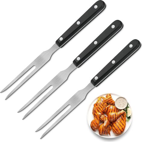 3 Pièces Fourchette à Viande, Fourchette à Découper, Fourchette de Chef, Fourchettes à Pot, 26.5 cm Fourchette à Viande en Acier Inoxydable avec Manche Long, pour Porc, Poulet, Boeuf, Barbecue (1/5)
