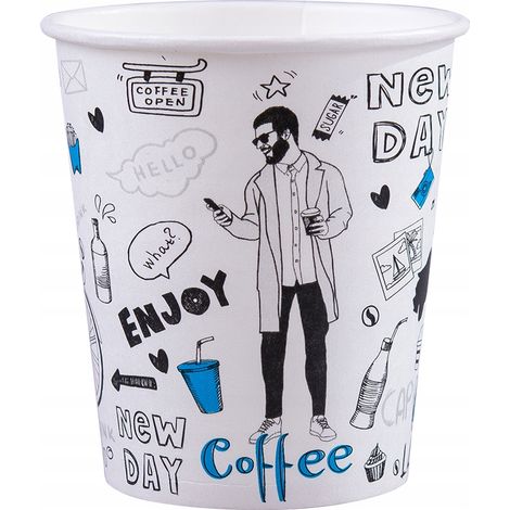 Bicchieri di carta da 250 ml - 100 pezzi per caffè e bevande calde New Day (1/4)