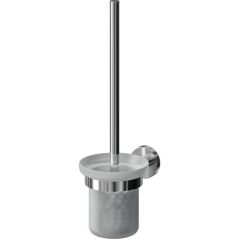 Orbit Polished Chrome and Frosted Glass Wall Mounted Toilet Brush and Holder (1/5)