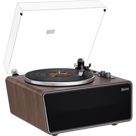 All in One Platine Vinyle avec 4 Stéréo Haut Parleurs Intégrés,Bluetooth Hi-FI Lecteur Tourne Disque Vinyle Vintage,Sortie Numérique USB,Préampli Phono,Cellule AT-3600L, 33/45 TR/Min,AUX in,RCA Out (1/5)