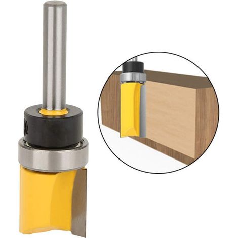 Fresa para madera con vástago de 6,35 mm (1/4 pulg.), perfil al ras y rodamiento, herramienta para trabajar la madera (1/4 x 1/2 pulg. x 11,9 mm)