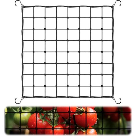 Mesh Net 100 x 100 cm, Elastic Grow Tent with 4 Hooks, Support for Plants, Vegetables, Fruits, Reusable for Garden, Balcony, Vegetable Garden (1/5)