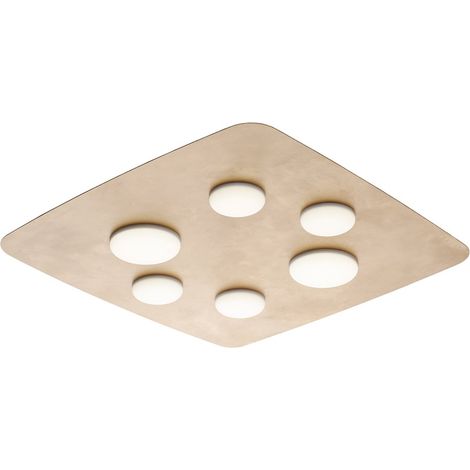 Plafoniera in metallo laccato bianco con decorazione oro antico e diffusori in silicone a led integrato 6 luci (1/3)