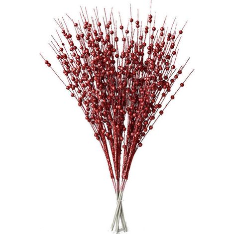 Jeffergarden Décoration de Noël en bouquet de fausses baies à paillettes dorées