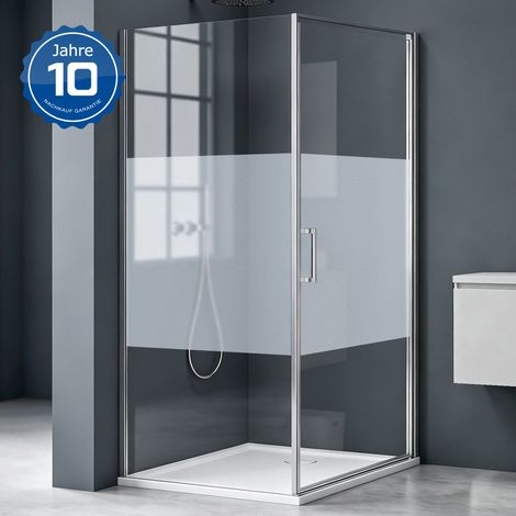 doporro Eckeinstieg Duschkabine 100x80x195cm Eckdusche inkl. Duschtasse ESG-Sicherheitsglas Milchglas inkl. beidseitiger Easy-Clean-Beschichtung Ravenna36-Plus