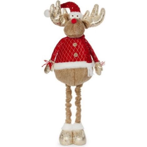 1m Tall Plush Festive Golden Comet Christmas Decoration with Extendable Legs