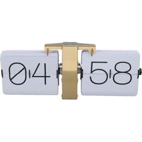 Large Reversed-Digit Clock Smooth Surface Easy to Read Button Adjustment Automatic Reversed-Digit Clock for Bedroom or Living Room 24-Hour Display Gold Frame and White Page (1/5)