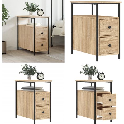 Table de chevet chêne sonoma 30x60x60 cm bois d'ingénierie - Bois d'ingénierie - Chêne sonoma (1/5)