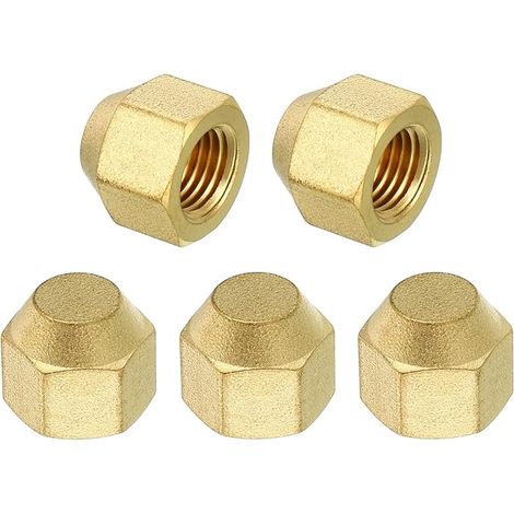 Female 1/4" Brass Seal Plug SAE Flare 45° Hex 5 Pack (1/5)