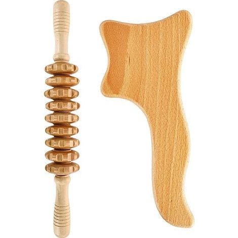 Ensemble complet professionnel d'outils de massage en bois pour la massothérapie, le remodelage corporel, la lutte contre la cellulite et la relaxation musculaire06037-AquaForge