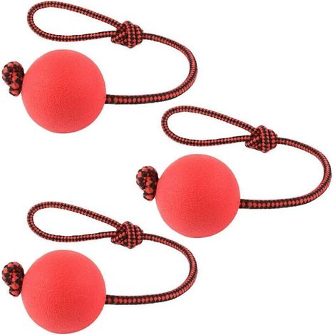 Dog Toy Ball, 3 Pieces Rubber Dog Ball with Rope, Dog Teething Toy, Interactive Dog Ball Toys, Elastic Toy, Training Toy, Ball Diameter 7 cm, (1/5)