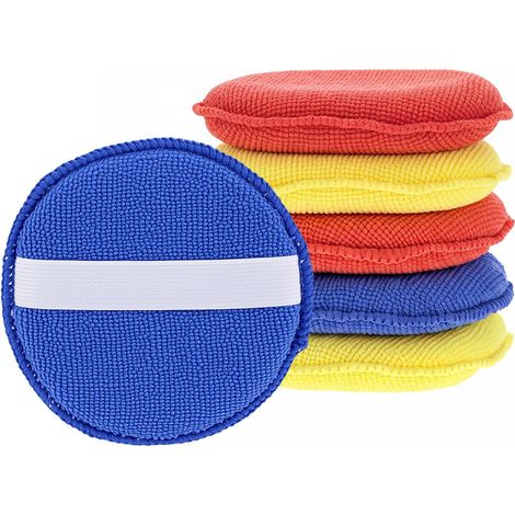 6 Pièces Éponge à Polir à Main en Microfibre 130 20 mm - Tampon Applicateur pour Cire et Polissage Voiture (1/5)