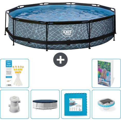 Exit Pool Rund - Steinoptik - 360x76 cm - 7-teilig S348