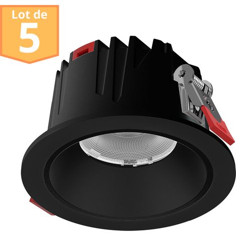 Lot de 5 spots LED Encastrables Braytron Noir 10W 3en1 IP20 (1/5)