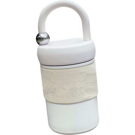 Tasse isotherme 400 ml en acier inoxydable, style minimaliste, avec poignée de transport, idéale pour les boissons chaudes et froides au quotidien et les voyages (blanche). (1/4)