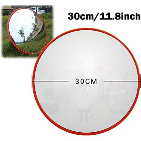 Miroir routier Miroir de circulation convexe 30 cm pour routes, entrepôts, garages, magasins et bureaux, miroirs de sécurité/miroir surveillance avec support mural, miroir sortie garage (1/5)