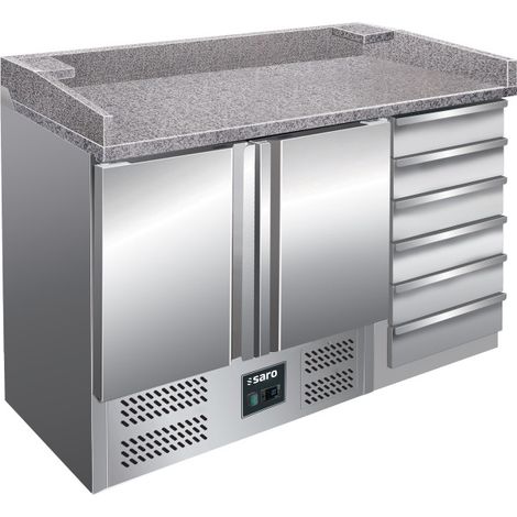 Table pizza - 2 portes - 6 tiroirs - Granit - Saro