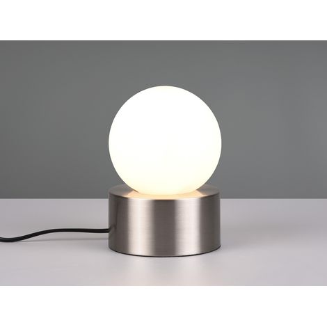 LED Tischleuchte mit Touch-Funktion, Glasschirm Weiß Silber, Höhe 17cm (1/5)