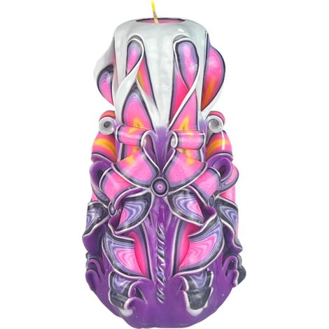 Bougie design faite à la main, décorative et inodore Ø8 x h18 cm, combustion longue de 66h, mèches en coton sans fumée. Parfaite pour la décoration intérieure et comme cadeau polyvalent (1/5)