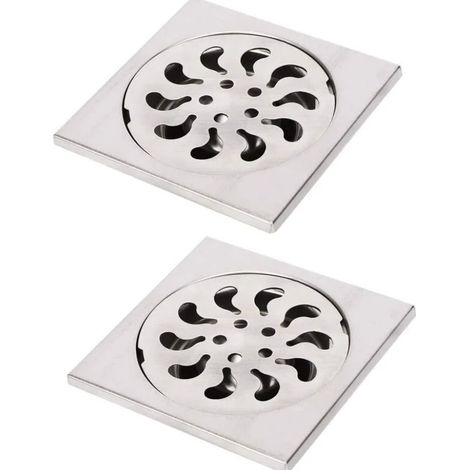 Sollbry 2pcs Siphon de Sol en Acier Inoxydable Anti-Odeur Carré de Salle de Bain Déchets Gate Égouttoir de Douche Drain de Plancher，90x90x30mm (1/4)